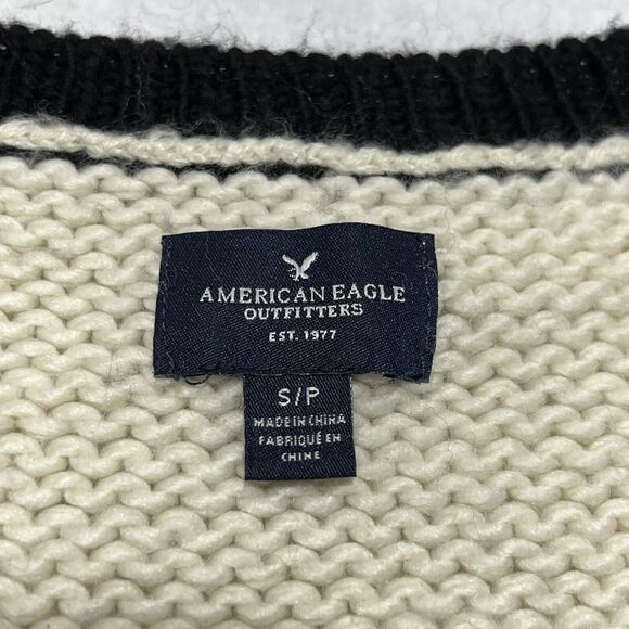 American Eagle Outfitters Women's Small Wool Blend Chunky Knit Striped Sweater - Picture 3 of 12